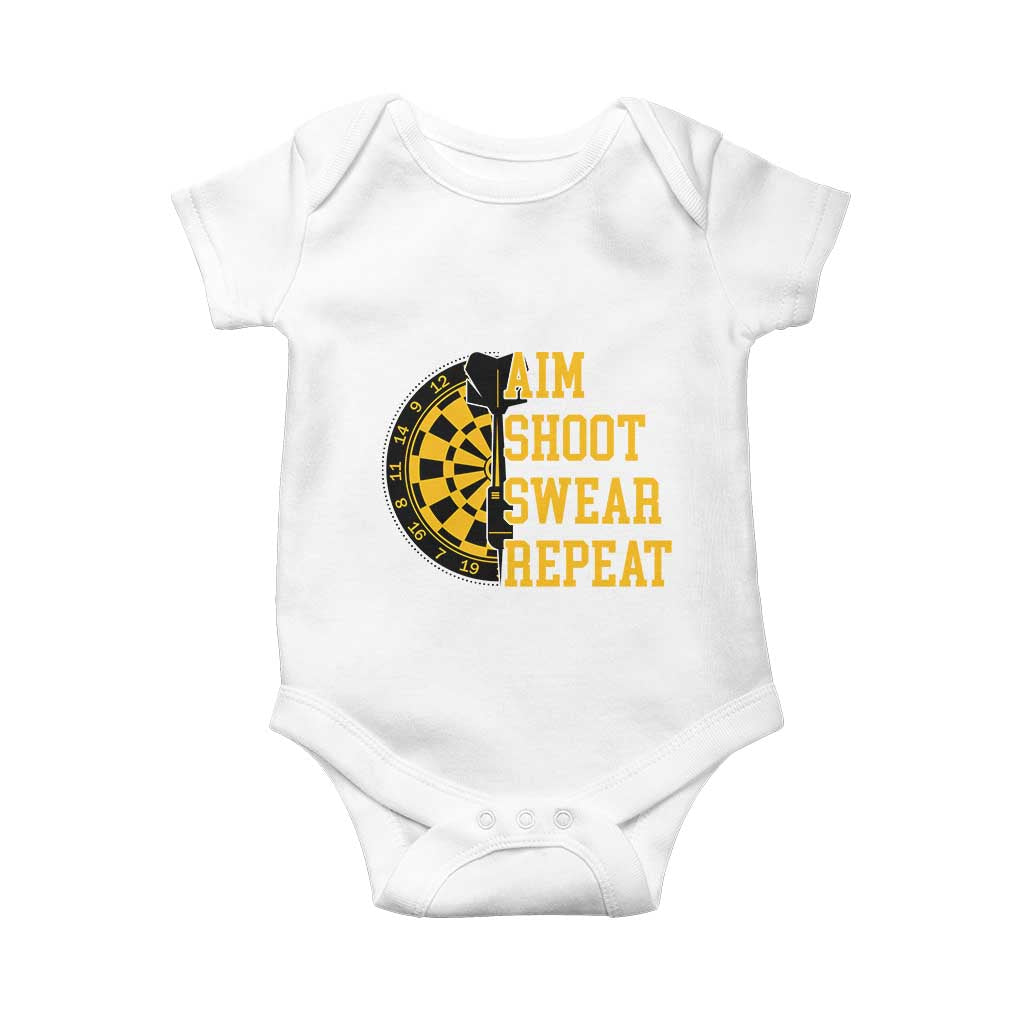 Funny Darts Retro Vintage Baby Onesie Aim Shoot Swear Repeat Dartist Gift - Wonder Print Shop