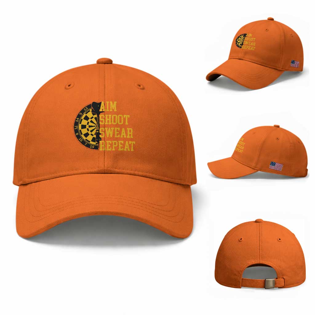 Funny Darts Retro Vintage Baseball Cap Aim Shoot Swear Repeat Dartist Gift