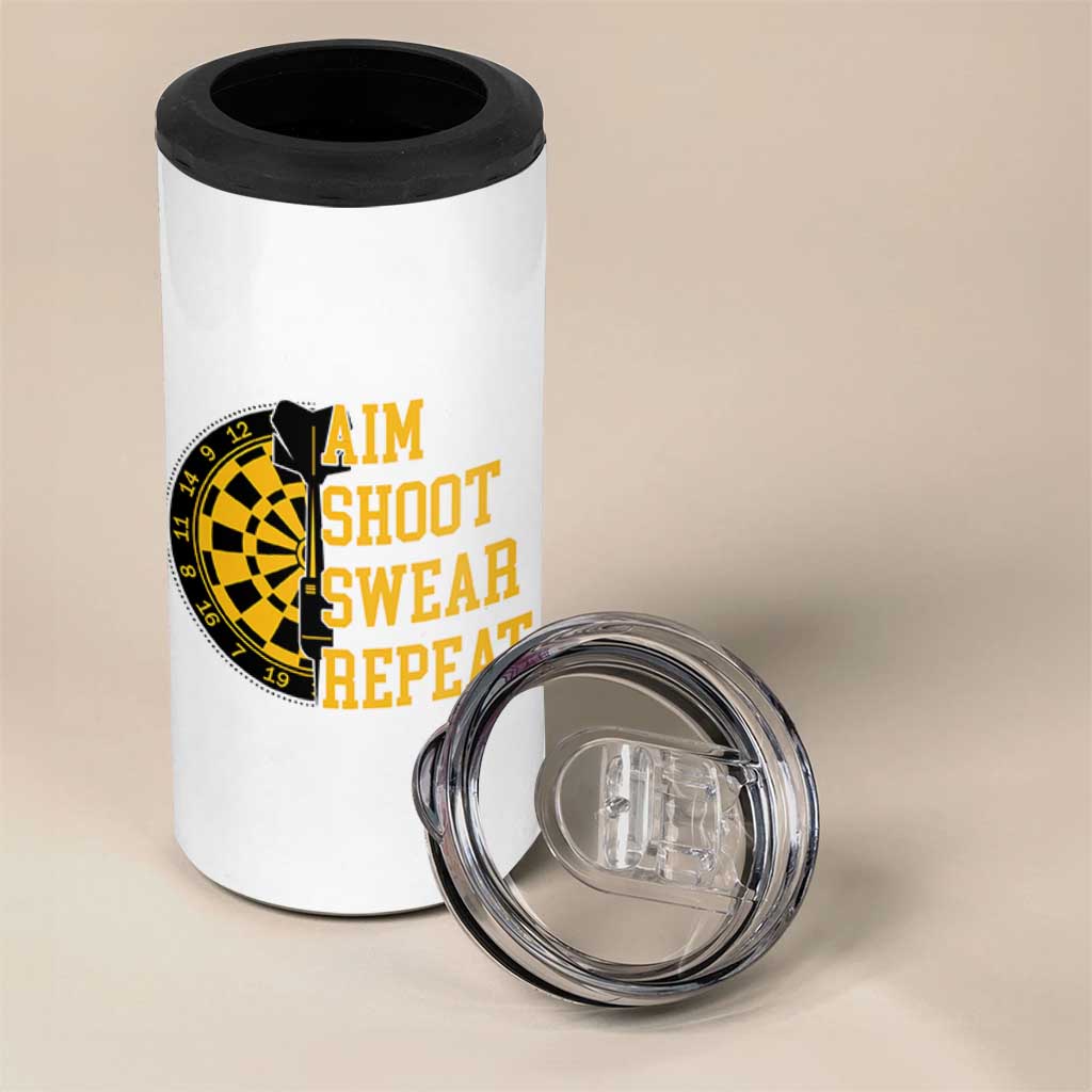Funny Darts Retro Vintage 4 in 1 Can Cooler Tumbler Aim Shoot Swear Repeat Dartist Gift - Wonder Print Shop
