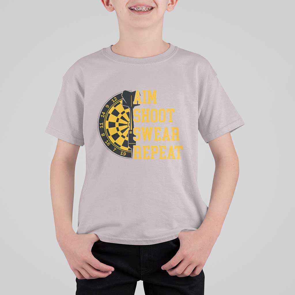 Funny Darts Retro Vintage T Shirt For Kid Aim Shoot Swear Repeat Dartist Gift - Wonder Print Shop