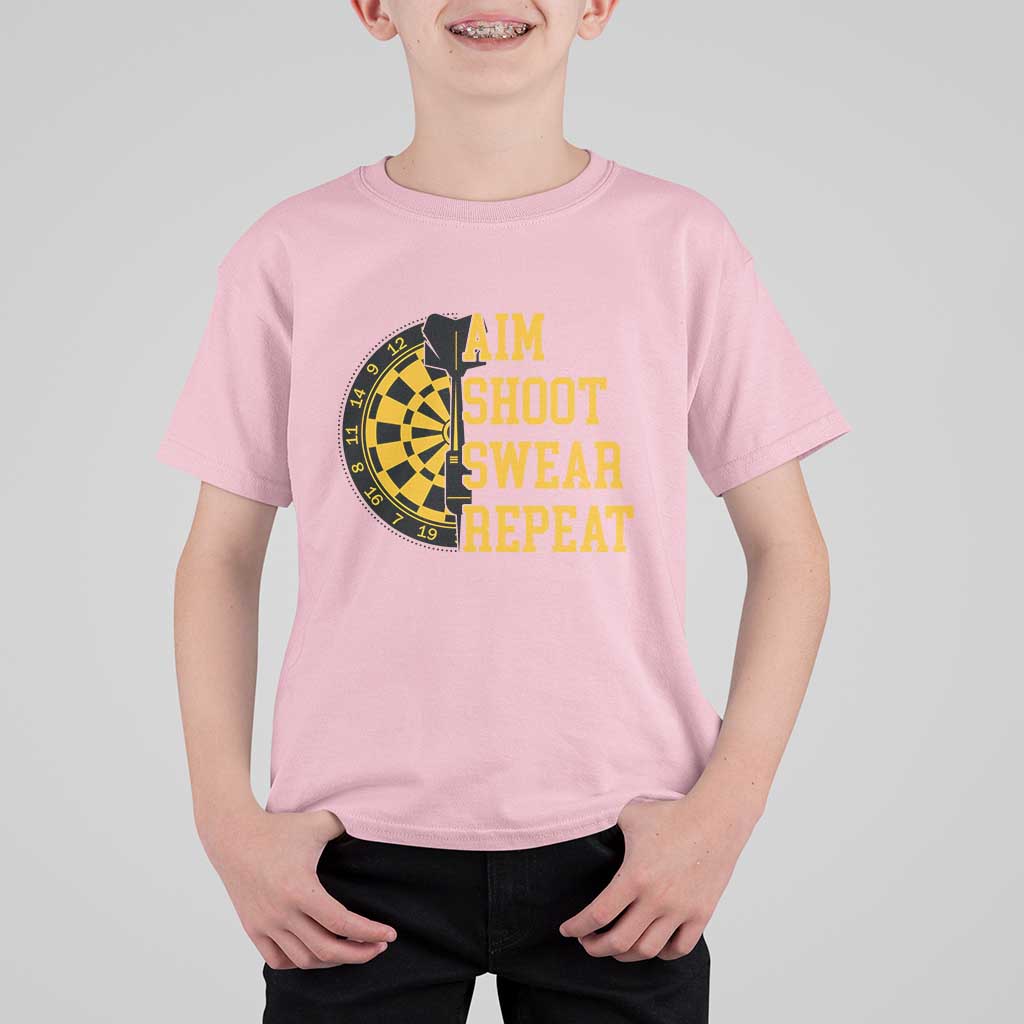 Funny Darts Retro Vintage T Shirt For Kid Aim Shoot Swear Repeat Dartist Gift - Wonder Print Shop