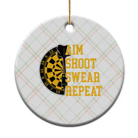 Funny Darts Retro Vintage Ceramic Ornament Aim Shoot Swear Repeat Dartist Gift - Wonder Print Shop