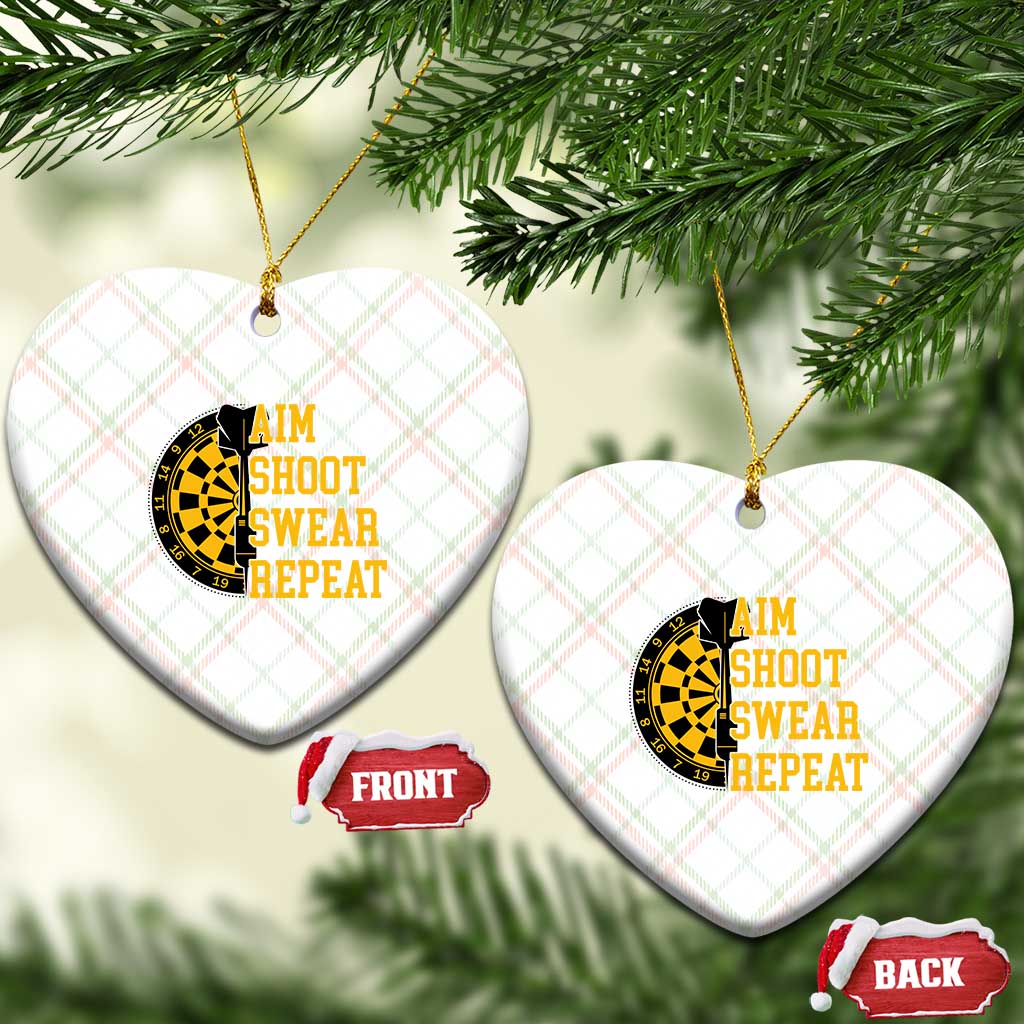 Funny Darts Retro Vintage Ceramic Ornament Aim Shoot Swear Repeat Dartist Gift - Wonder Print Shop