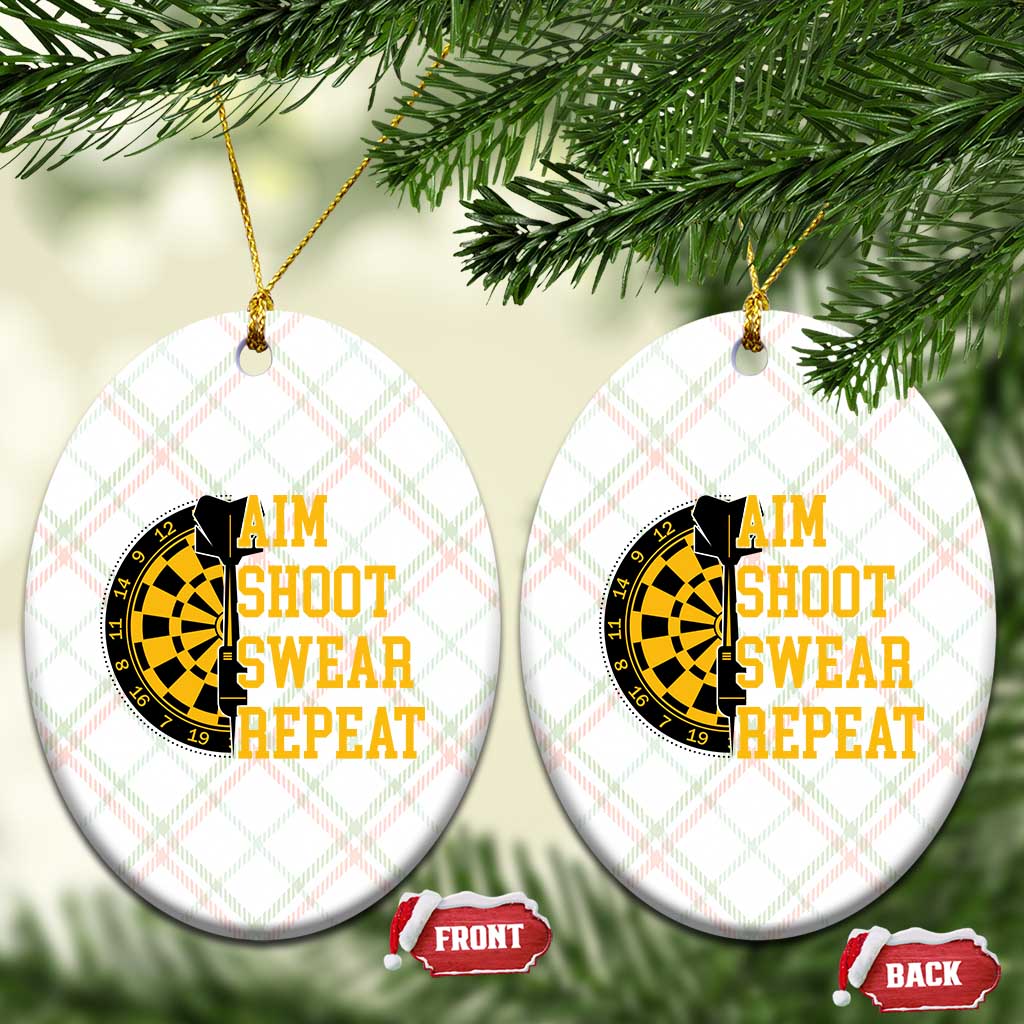 Funny Darts Retro Vintage Ceramic Ornament Aim Shoot Swear Repeat Dartist Gift - Wonder Print Shop