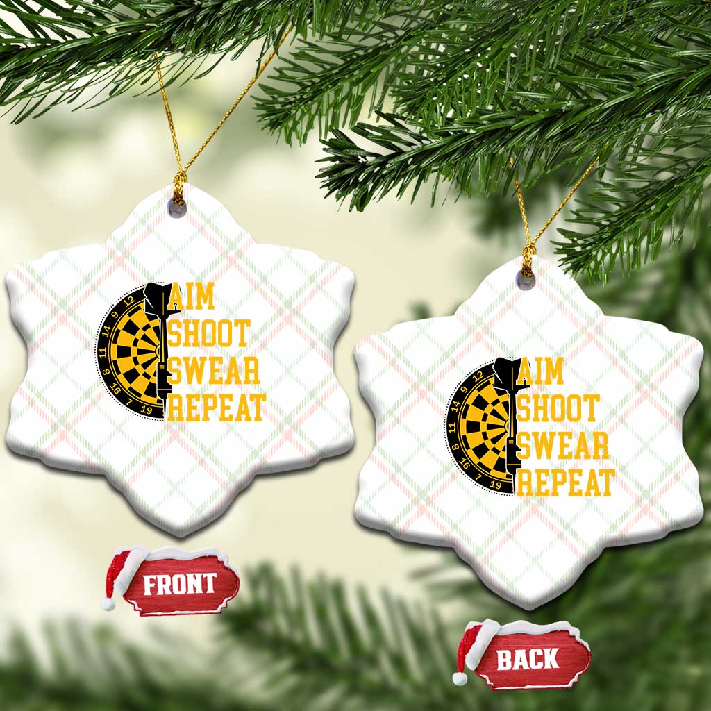 Funny Darts Retro Vintage Ceramic Ornament Aim Shoot Swear Repeat Dartist Gift - Wonder Print Shop