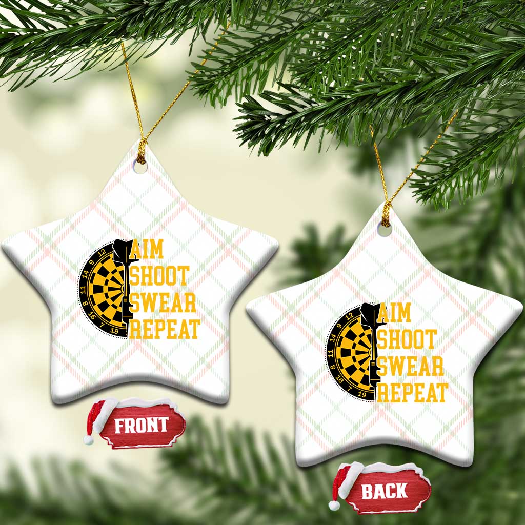 Funny Darts Retro Vintage Ceramic Ornament Aim Shoot Swear Repeat Dartist Gift - Wonder Print Shop