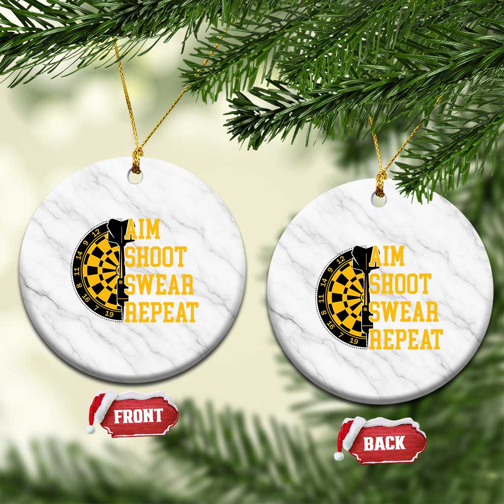 Funny Darts Retro Vintage Ceramic Ornament Aim Shoot Swear Repeat Dartist Gift - Wonder Print Shop