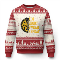 Funny Darts Retro Vintage Ugly Christmas Sweater Aim Shoot Swear Repeat Dartist Gift - Wonder Print Shop