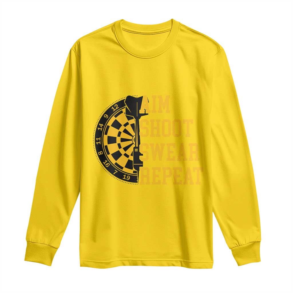 Funny Darts Retro Vintage Long Sleeve Shirt Aim Shoot Swear Repeat Dartist Gift - Wonder Print Shop