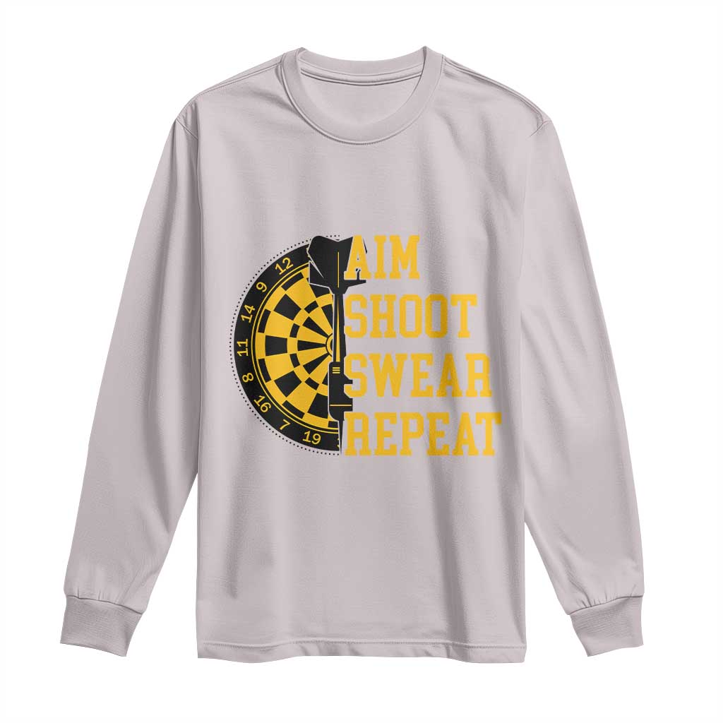 Funny Darts Retro Vintage Long Sleeve Shirt Aim Shoot Swear Repeat Dartist Gift - Wonder Print Shop
