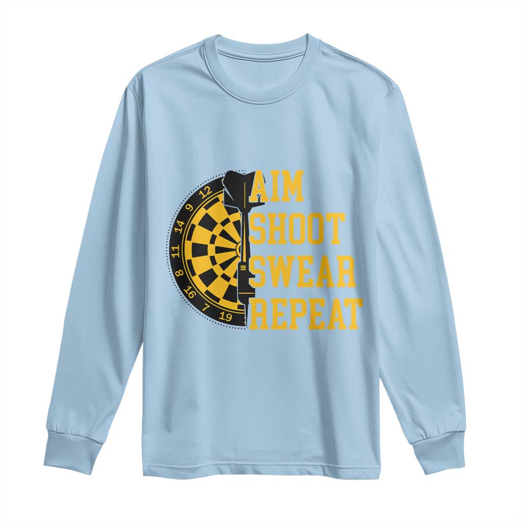 Funny Darts Retro Vintage Long Sleeve Shirt Aim Shoot Swear Repeat Dartist Gift - Wonder Print Shop