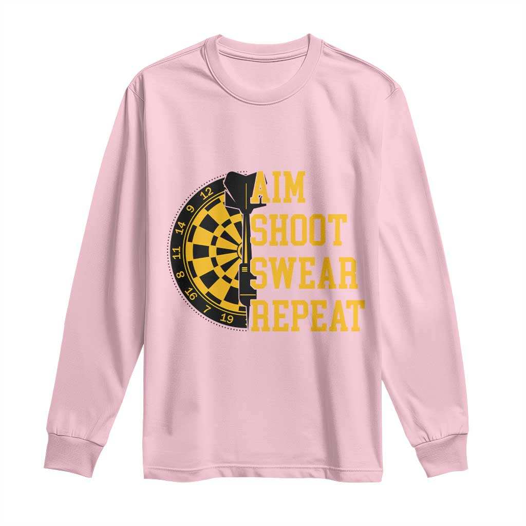 Funny Darts Retro Vintage Long Sleeve Shirt Aim Shoot Swear Repeat Dartist Gift - Wonder Print Shop