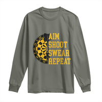 Funny Darts Retro Vintage Long Sleeve Shirt Aim Shoot Swear Repeat Dartist Gift - Wonder Print Shop