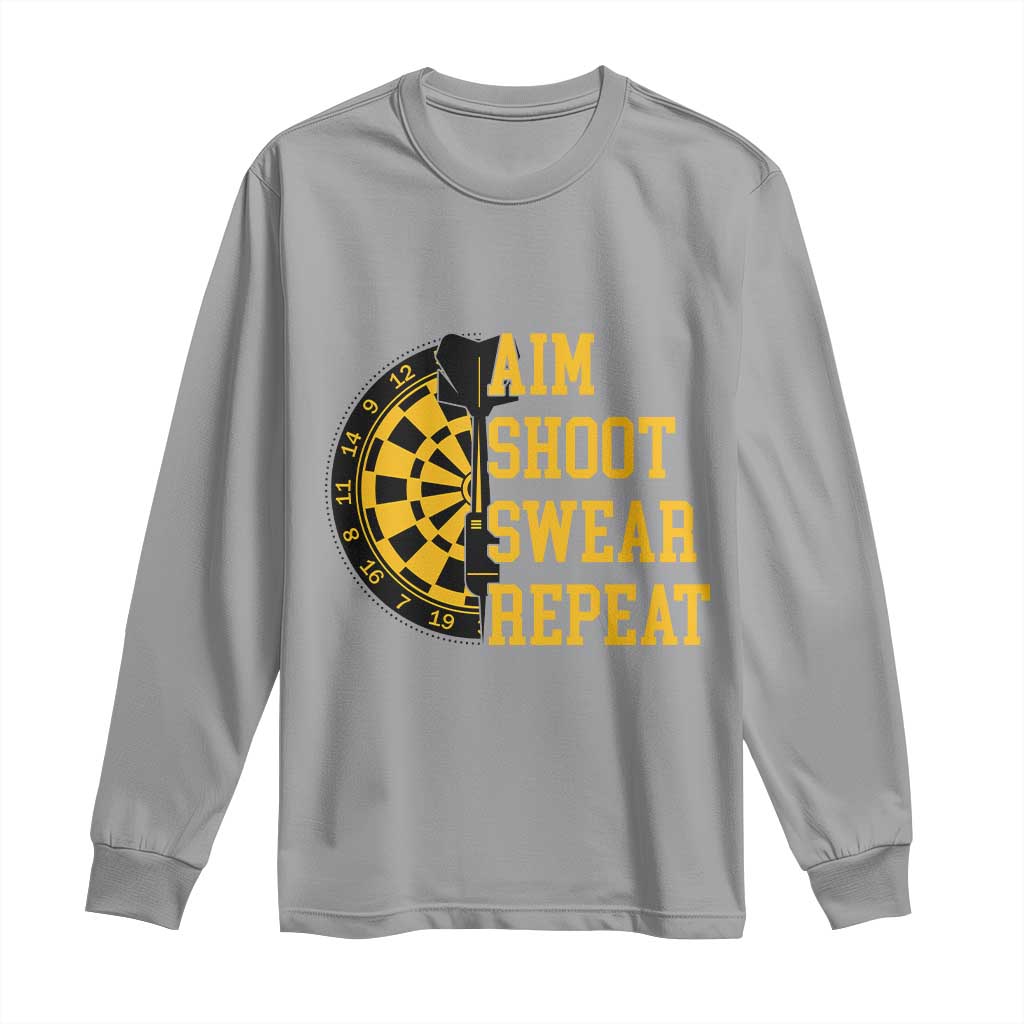 Funny Darts Retro Vintage Long Sleeve Shirt Aim Shoot Swear Repeat Dartist Gift - Wonder Print Shop