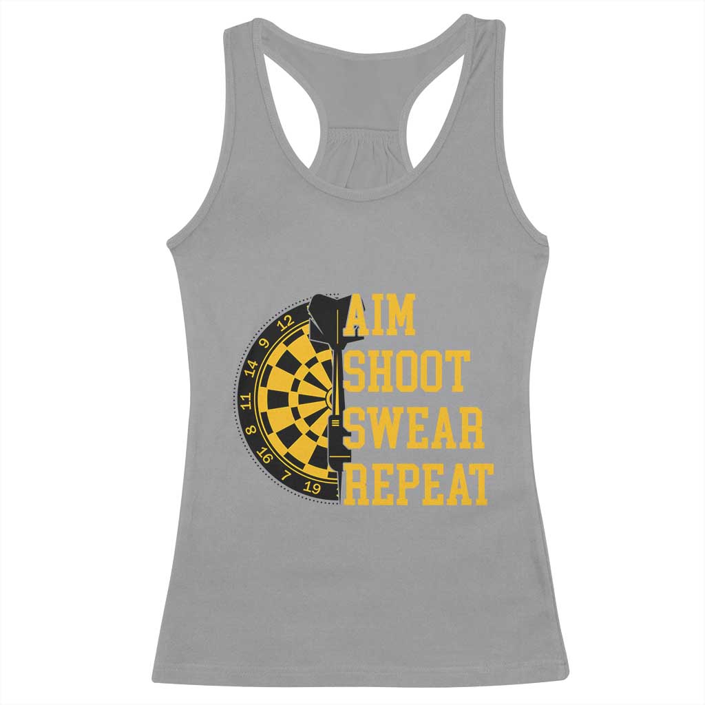 Funny Darts Retro Vintage Racerback Tank Top Aim Shoot Swear Repeat Dartist Gift - Wonder Print Shop