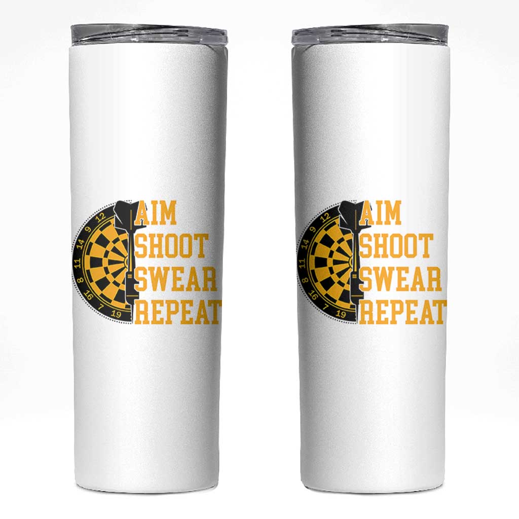 Funny Darts Retro Vintage Skinny Tumbler Aim Shoot Swear Repeat Dartist Gift - Wonder Print Shop