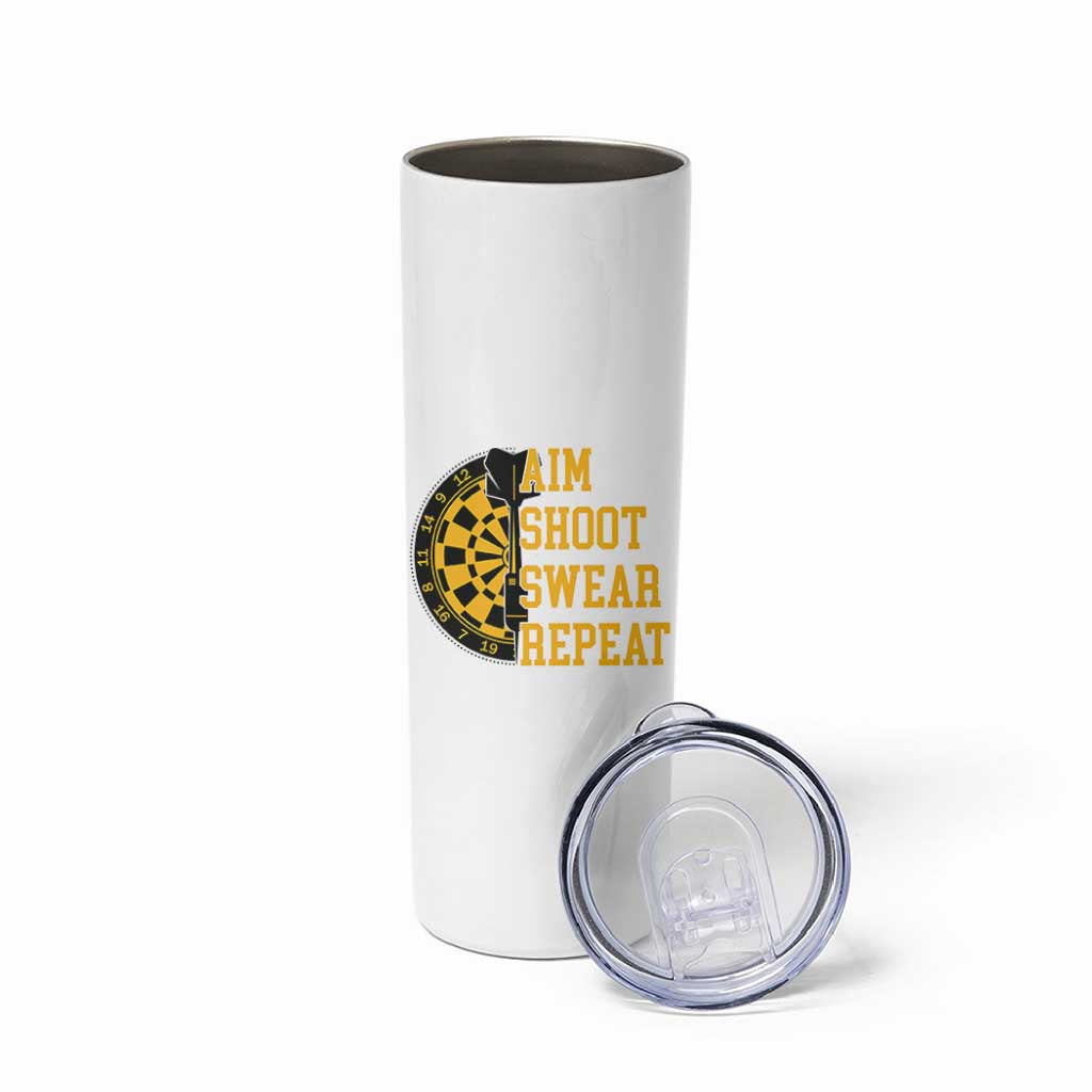 Funny Darts Retro Vintage Skinny Tumbler Aim Shoot Swear Repeat Dartist Gift - Wonder Print Shop