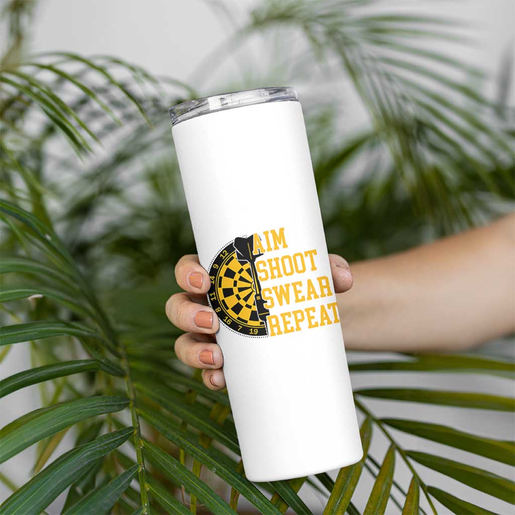 Funny Darts Retro Vintage Skinny Tumbler Aim Shoot Swear Repeat Dartist Gift - Wonder Print Shop