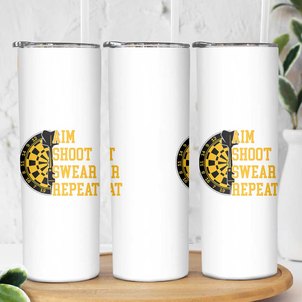 Funny Darts Retro Vintage Skinny Tumbler Aim Shoot Swear Repeat Dartist Gift - Wonder Print Shop