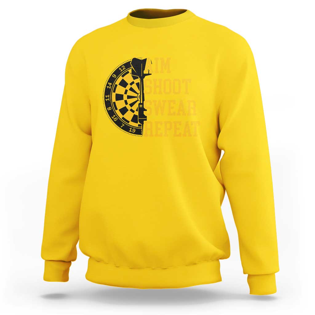 Funny Darts Retro Vintage Sweatshirt Aim Shoot Swear Repeat Dartist Gift - Wonder Print Shop