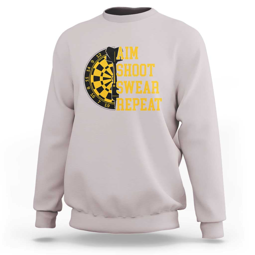 Funny Darts Retro Vintage Sweatshirt Aim Shoot Swear Repeat Dartist Gift - Wonder Print Shop