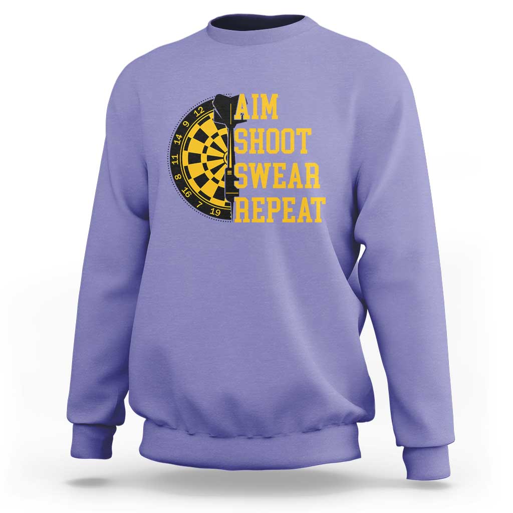 Funny Darts Retro Vintage Sweatshirt Aim Shoot Swear Repeat Dartist Gift - Wonder Print Shop