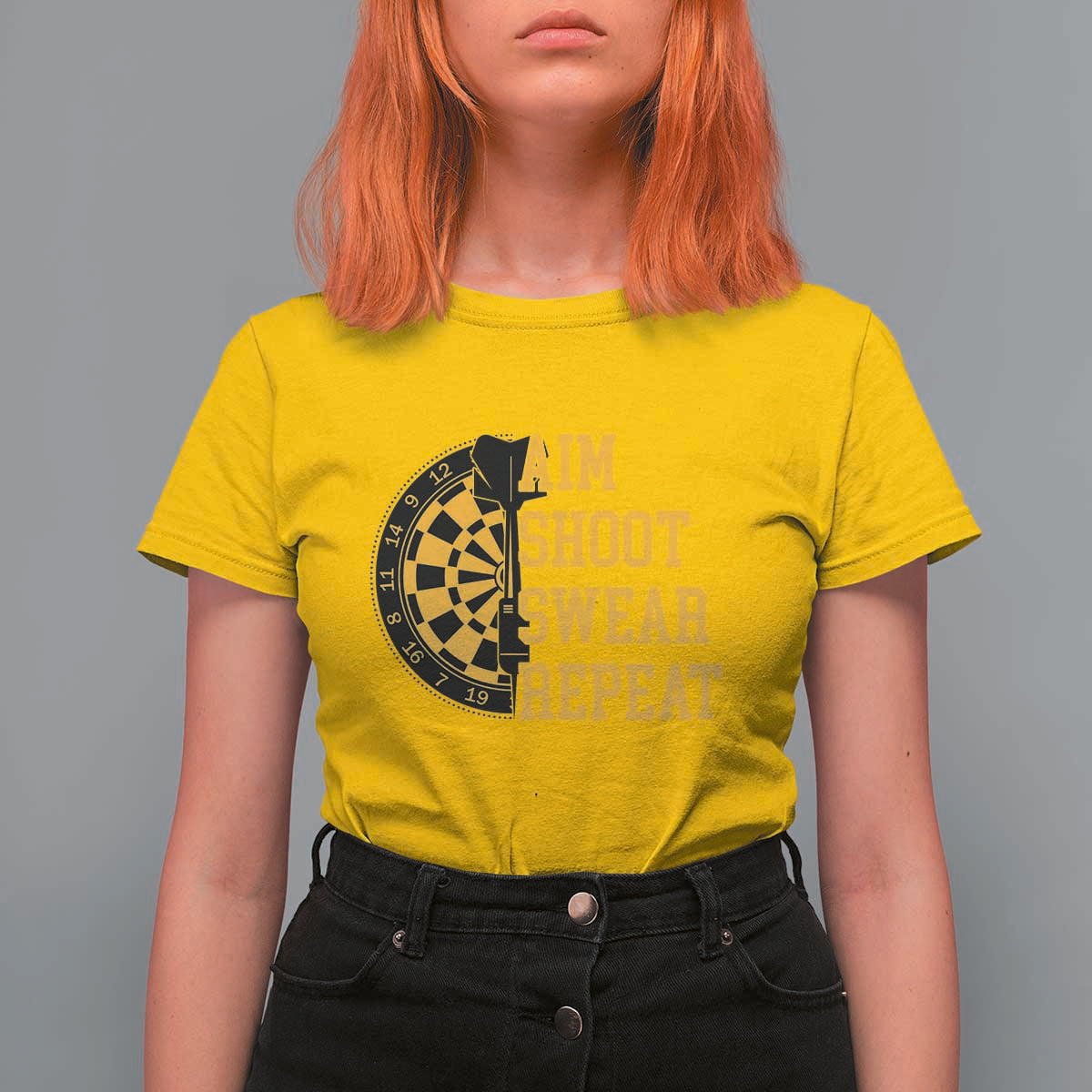 Funny Darts Retro Vintage T Shirt For Women Aim Shoot Swear Repeat Dartist Gift - Wonder Print Shop