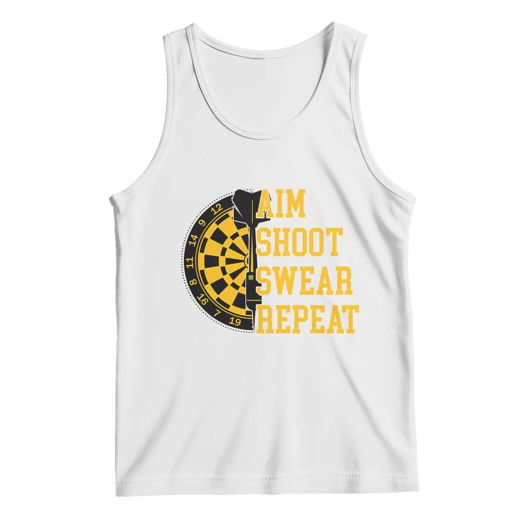 Funny Darts Retro Vintage Tank Top Aim Shoot Swear Repeat Dartist Gift - Wonder Print Shop