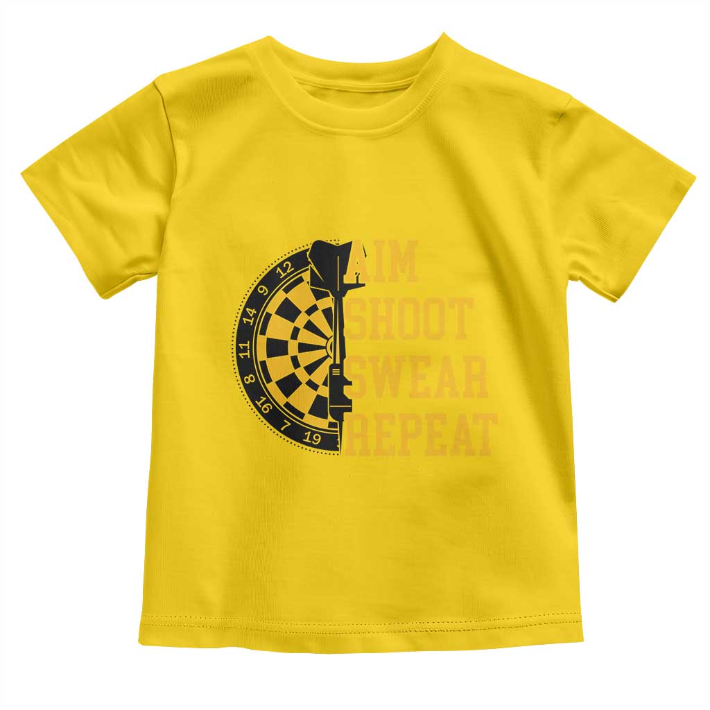 Funny Darts Retro Vintage Toddler T Shirt Aim Shoot Swear Repeat Dartist Gift - Wonder Print Shop