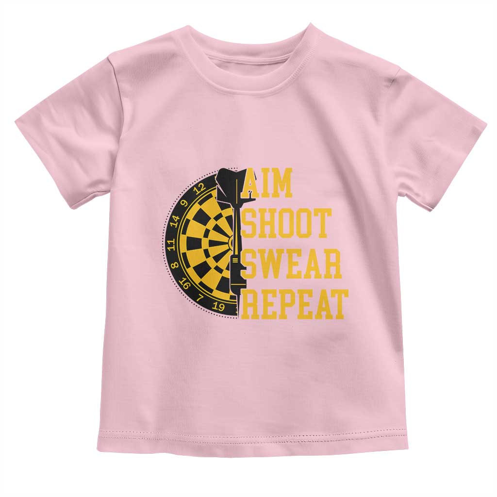 Funny Darts Retro Vintage Toddler T Shirt Aim Shoot Swear Repeat Dartist Gift - Wonder Print Shop
