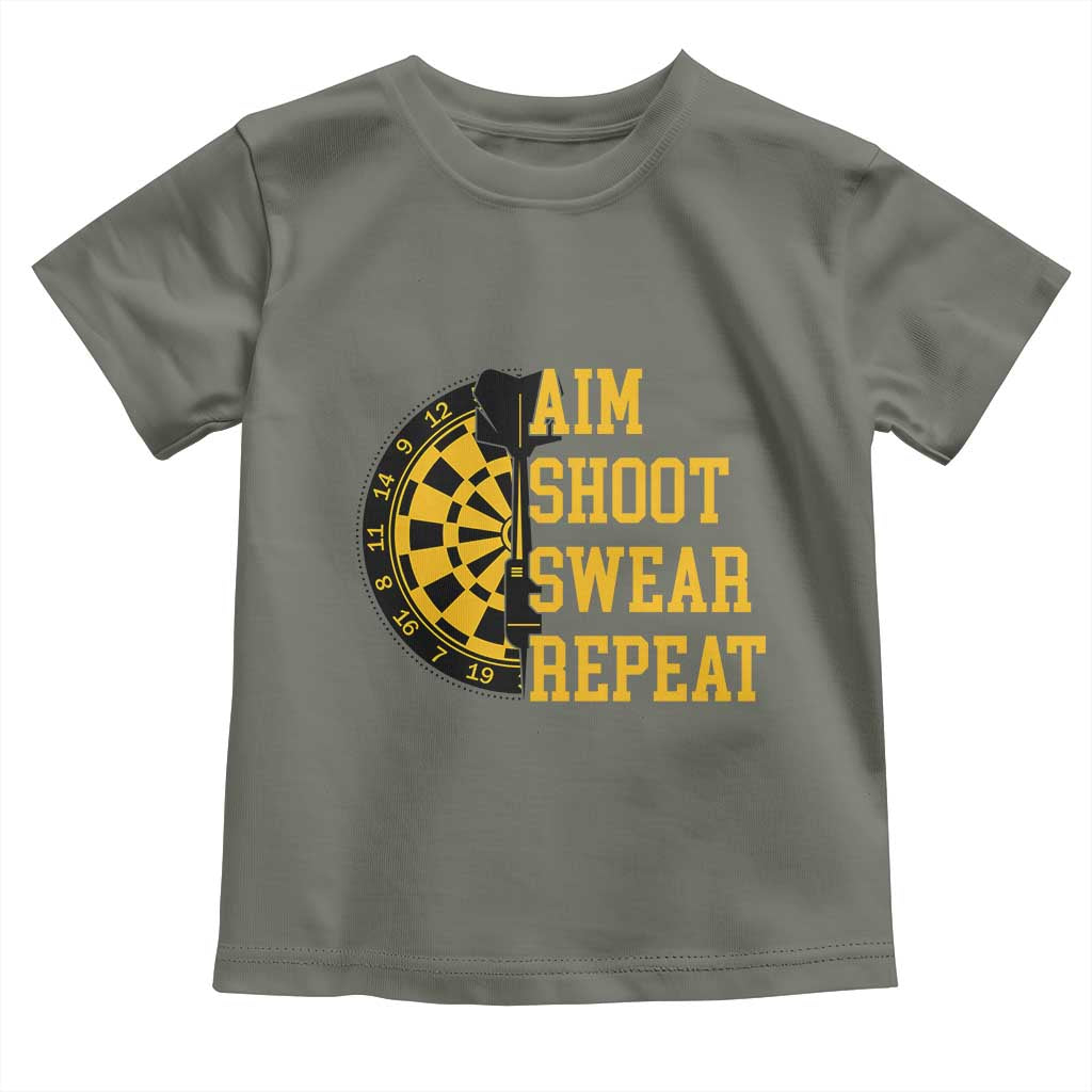 Funny Darts Retro Vintage Toddler T Shirt Aim Shoot Swear Repeat Dartist Gift - Wonder Print Shop