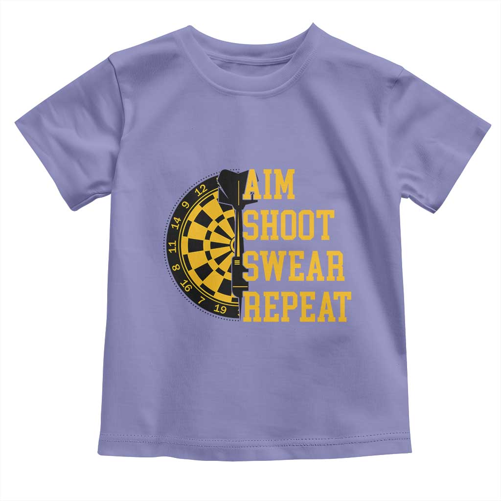 Funny Darts Retro Vintage Toddler T Shirt Aim Shoot Swear Repeat Dartist Gift - Wonder Print Shop