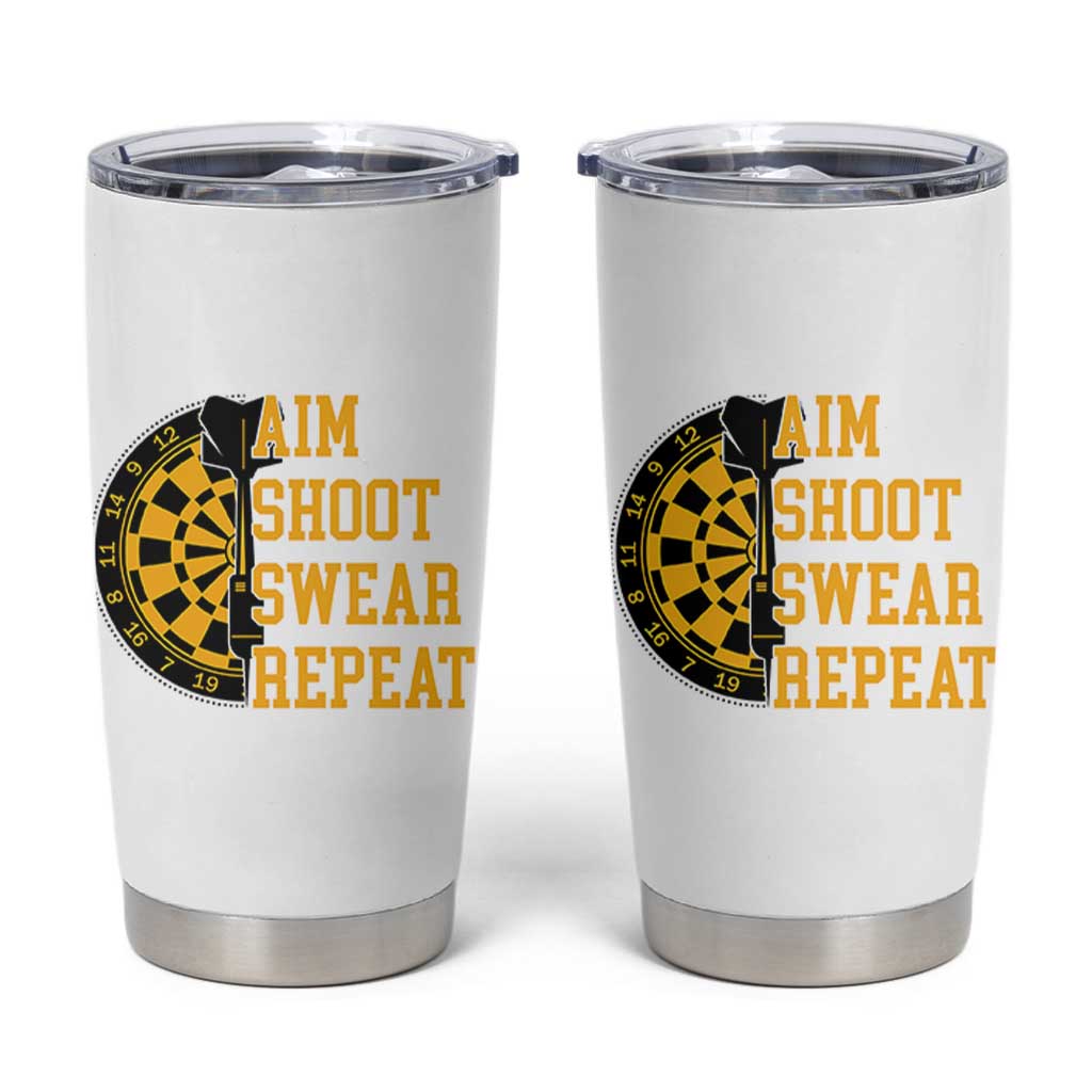 Funny Darts Retro Vintage Tumbler Cup Aim Shoot Swear Repeat Dartist Gift - Wonder Print Shop