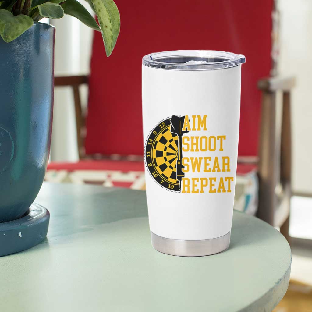 Funny Darts Retro Vintage Tumbler Cup Aim Shoot Swear Repeat Dartist Gift - Wonder Print Shop