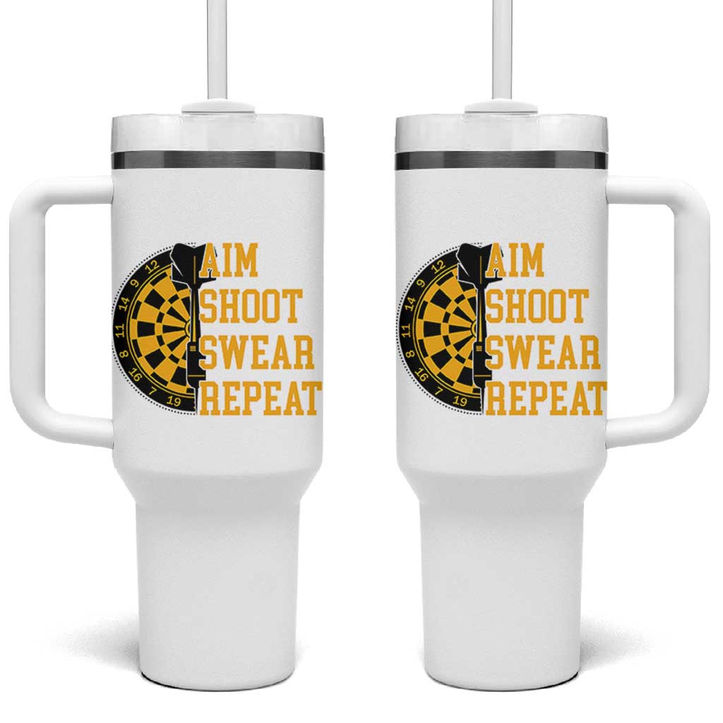 Funny Darts Retro Vintage Tumbler With Handle Aim Shoot Swear Repeat Dartist Gift - Wonder Print Shop