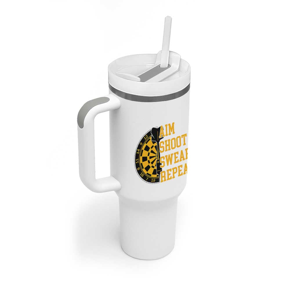 Funny Darts Retro Vintage Tumbler With Handle Aim Shoot Swear Repeat Dartist Gift - Wonder Print Shop