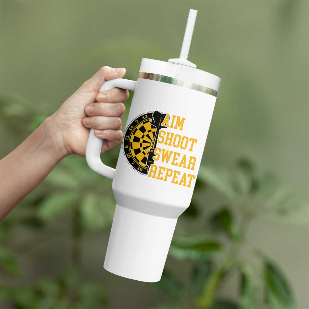 Funny Darts Retro Vintage Tumbler With Handle Aim Shoot Swear Repeat Dartist Gift - Wonder Print Shop