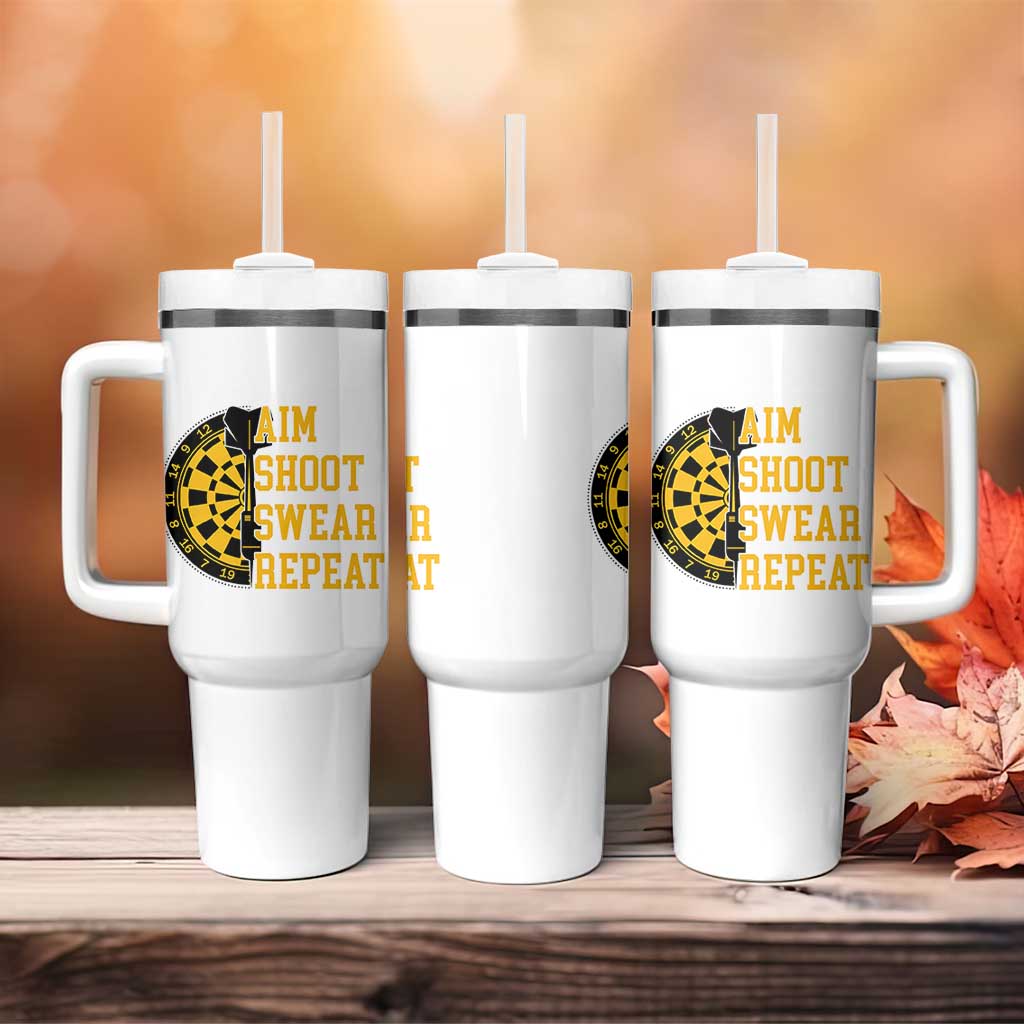 Funny Darts Retro Vintage Tumbler With Handle Aim Shoot Swear Repeat Dartist Gift - Wonder Print Shop