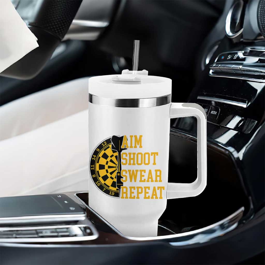 Funny Darts Retro Vintage Tumbler With Handle Aim Shoot Swear Repeat Dartist Gift - Wonder Print Shop