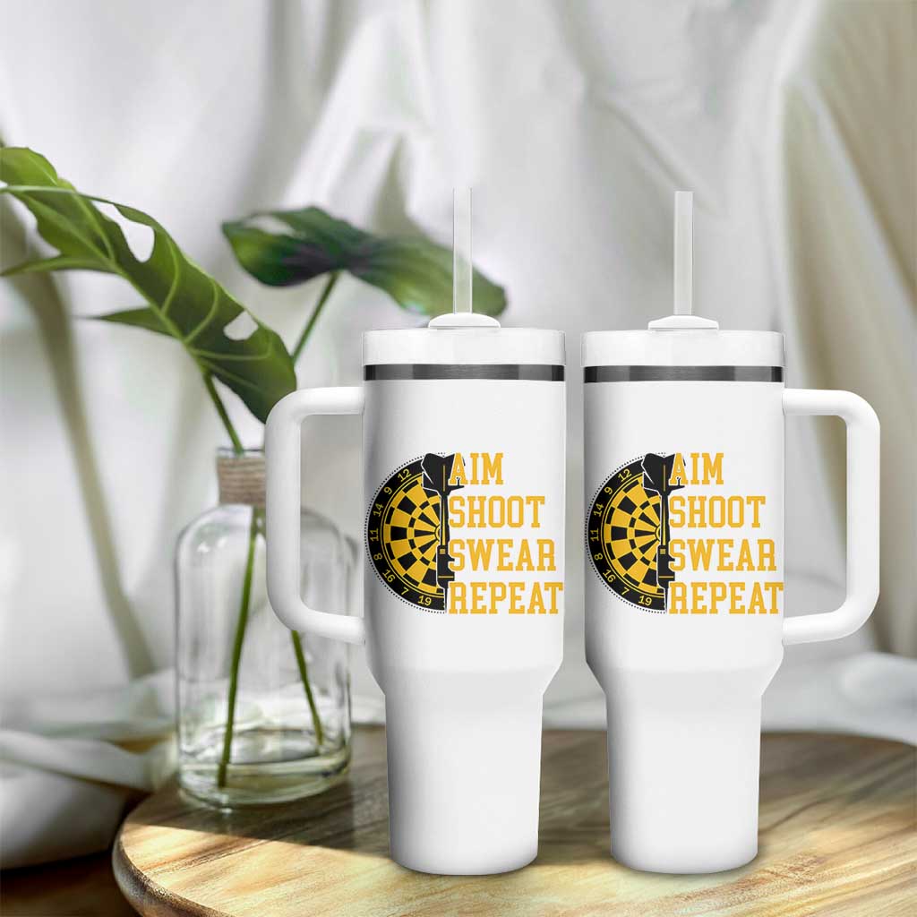 Funny Darts Retro Vintage Tumbler With Handle Aim Shoot Swear Repeat Dartist Gift - Wonder Print Shop