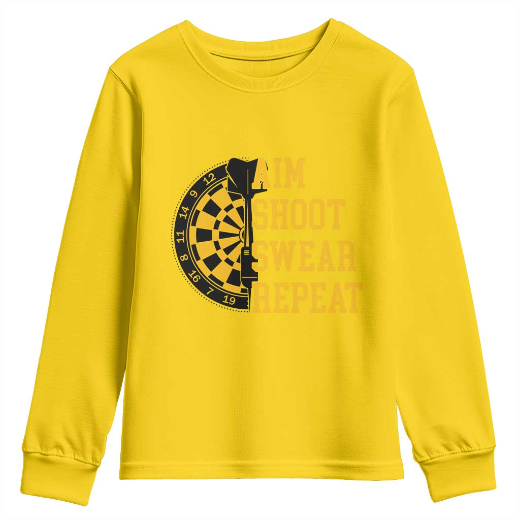 Funny Darts Retro Vintage Youth Sweatshirt Aim Shoot Swear Repeat Dartist Gift - Wonder Print Shop
