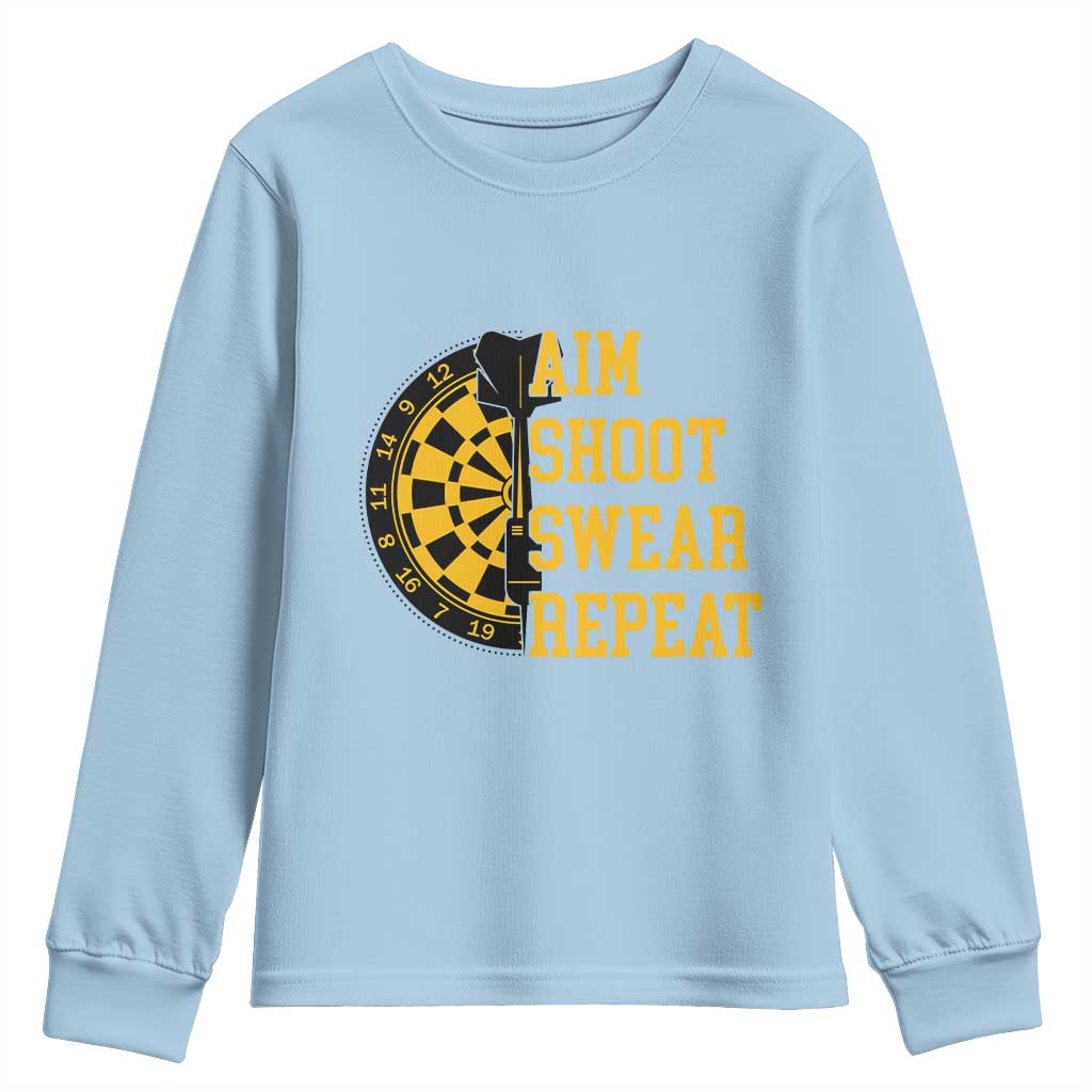 Funny Darts Retro Vintage Youth Sweatshirt Aim Shoot Swear Repeat Dartist Gift - Wonder Print Shop
