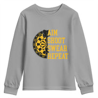 Funny Darts Retro Vintage Youth Sweatshirt Aim Shoot Swear Repeat Dartist Gift - Wonder Print Shop