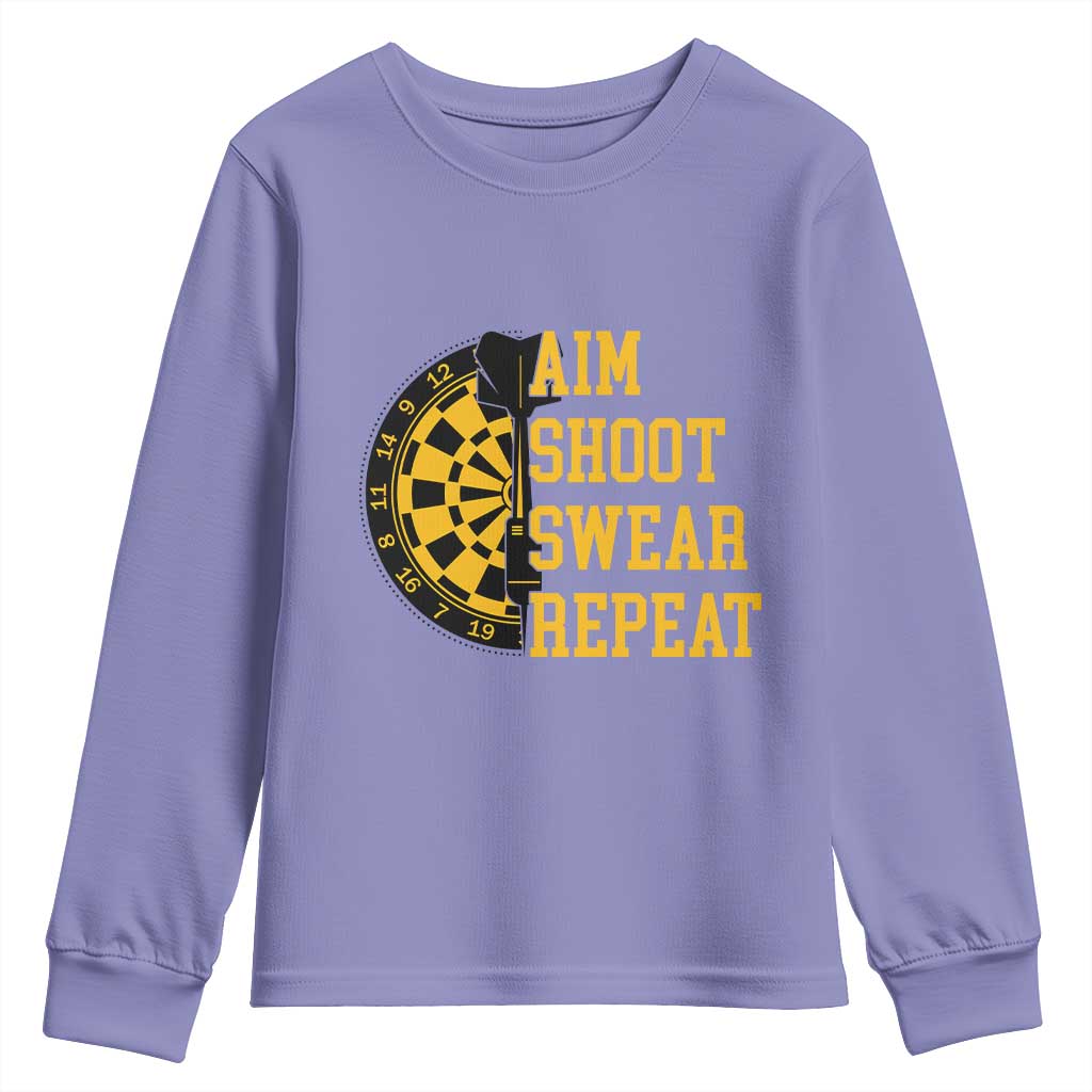 Funny Darts Retro Vintage Youth Sweatshirt Aim Shoot Swear Repeat Dartist Gift - Wonder Print Shop