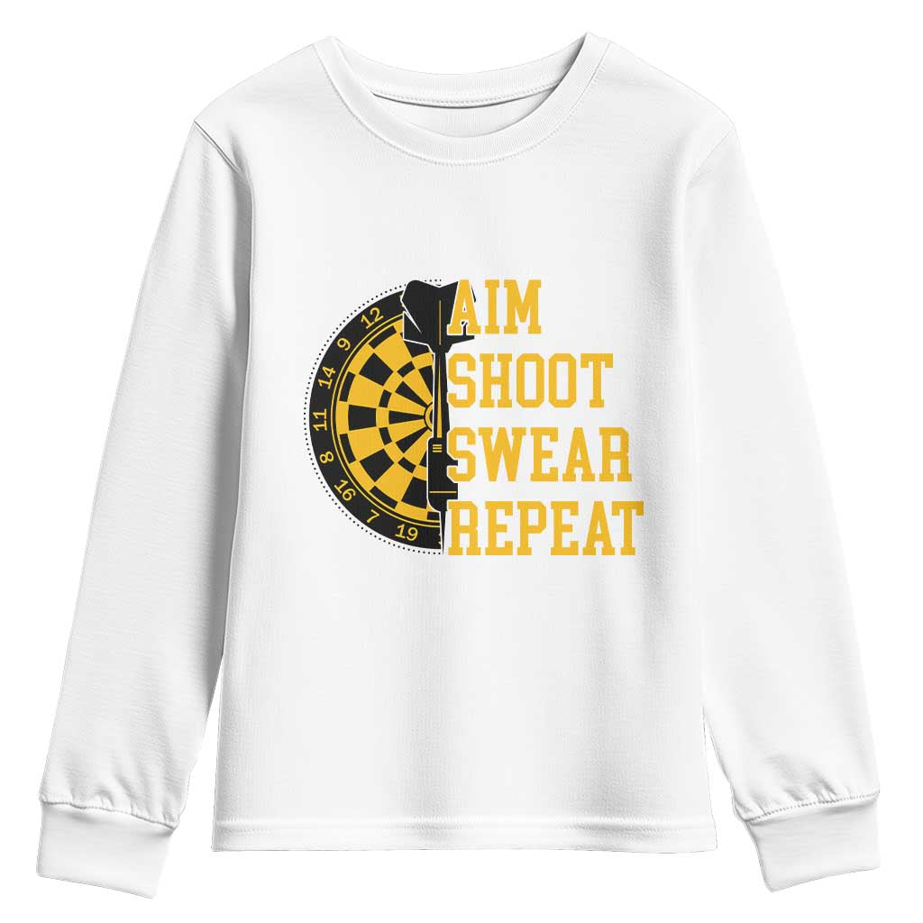 Funny Darts Retro Vintage Youth Sweatshirt Aim Shoot Swear Repeat Dartist Gift - Wonder Print Shop