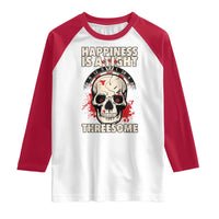 Happiness Is a Tight Threesome Raglan Shirt Gothic Dart Player Gift - Wonder Print Shop