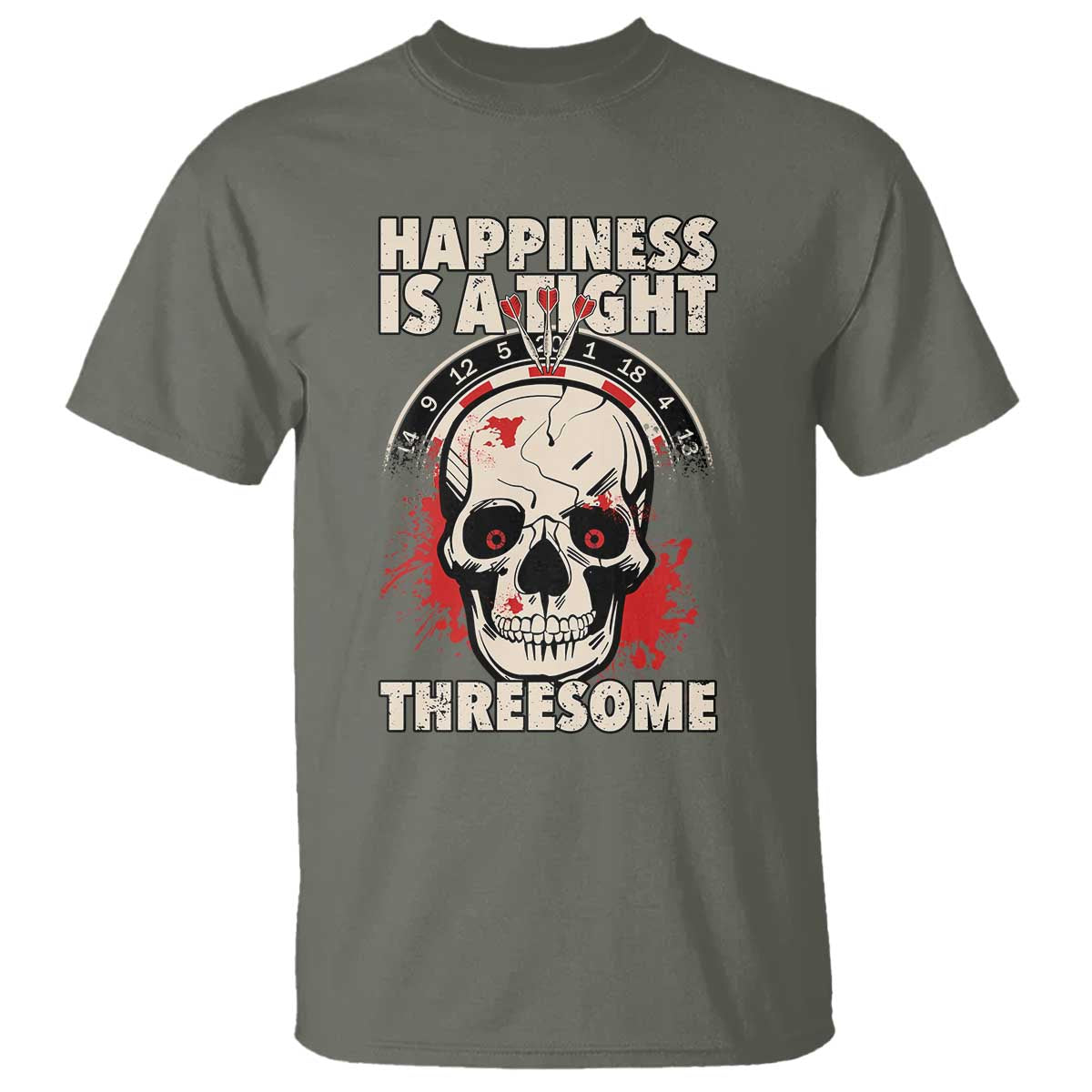 Happiness Is a Tight Threesome T Shirt Gothic Dart Player Gift - Wonder Print Shop