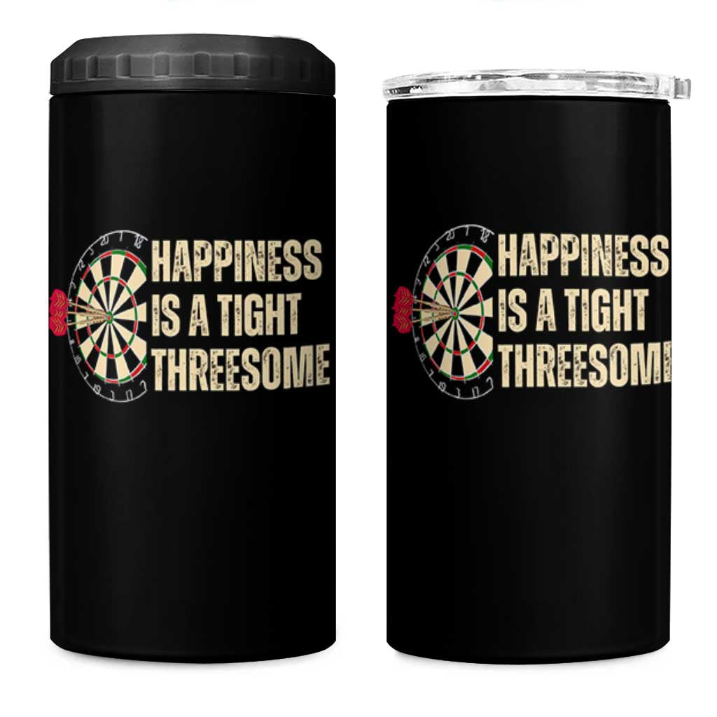 Funny Darts Happiness Is A Tight Threesome 4 in 1 Can Cooler Tumbler Vintage Dartist Gift - Wonder Print Shop