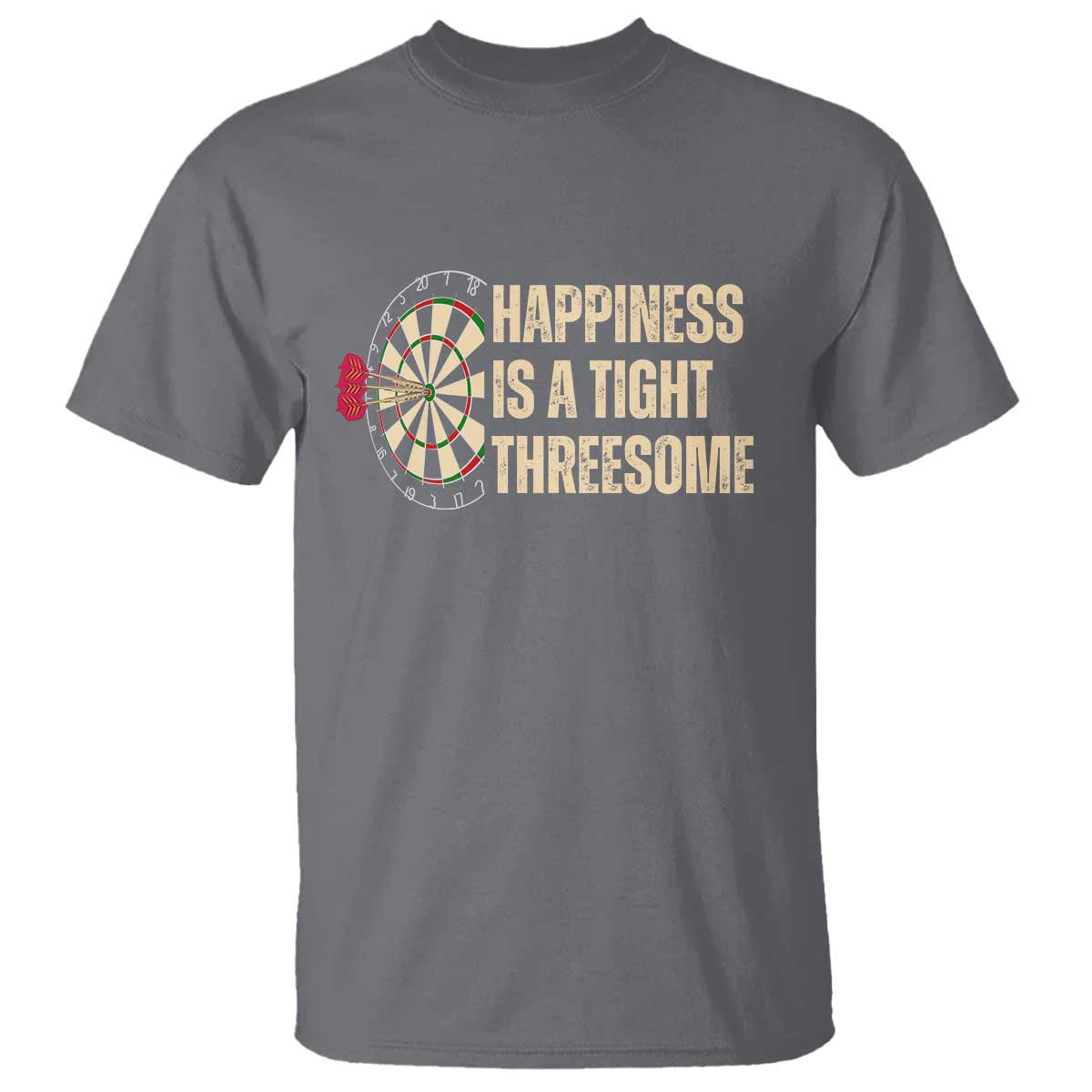 Funny Darts Happiness Is A Tight Threesome T Shirt Vintage Dartist Gift - Wonder Print Shop