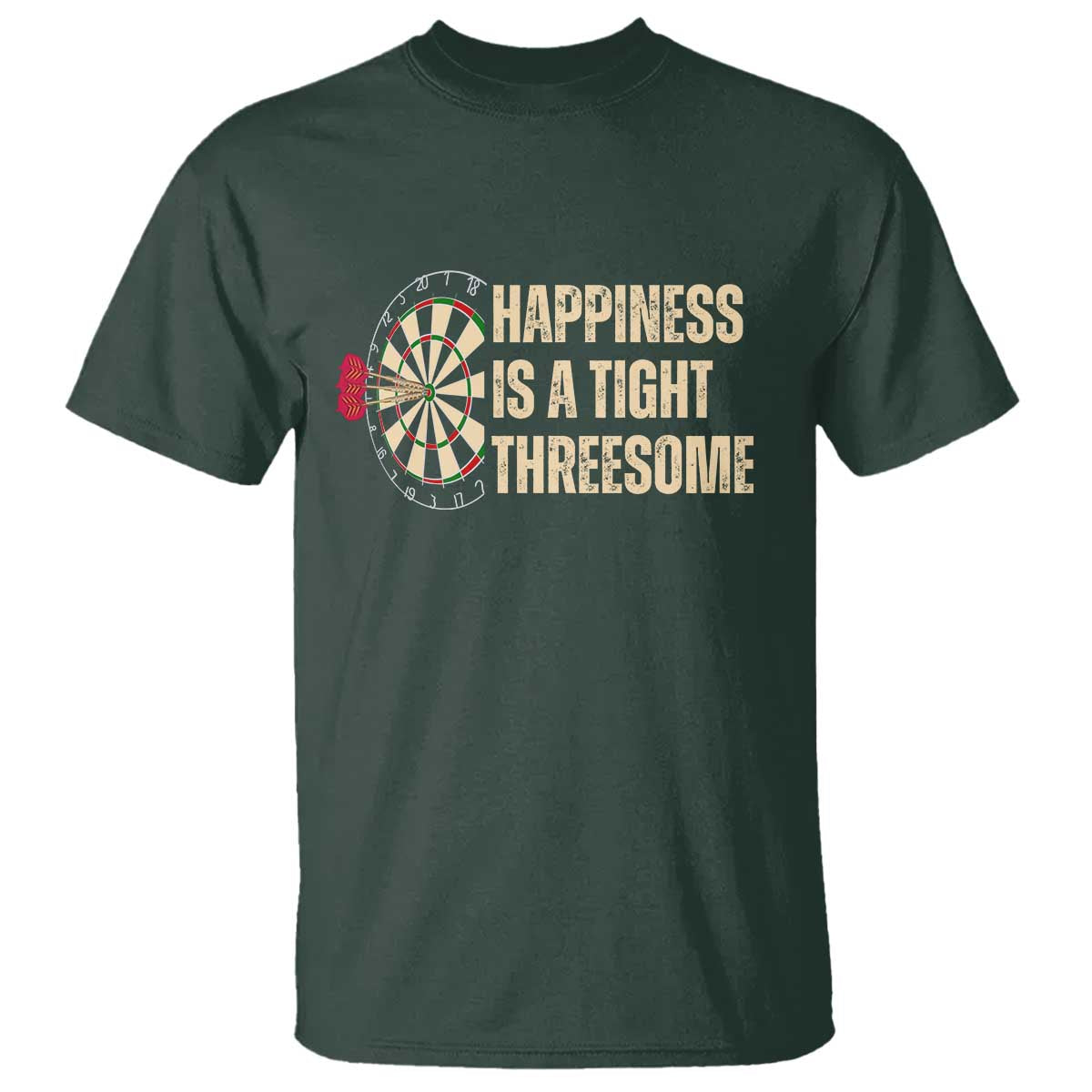 Funny Darts Happiness Is A Tight Threesome T Shirt Vintage Dartist Gift - Wonder Print Shop